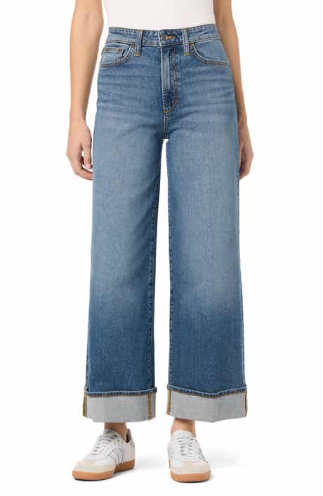 Joe's Cuffed High Waist Ankle Wide Leg Jeans