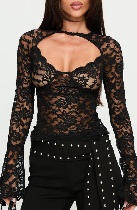 Karmel Cutout Lace Long Sleeve Top
