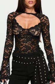 Princess Polly Karmel Cutout Lace Long Sleeve Top