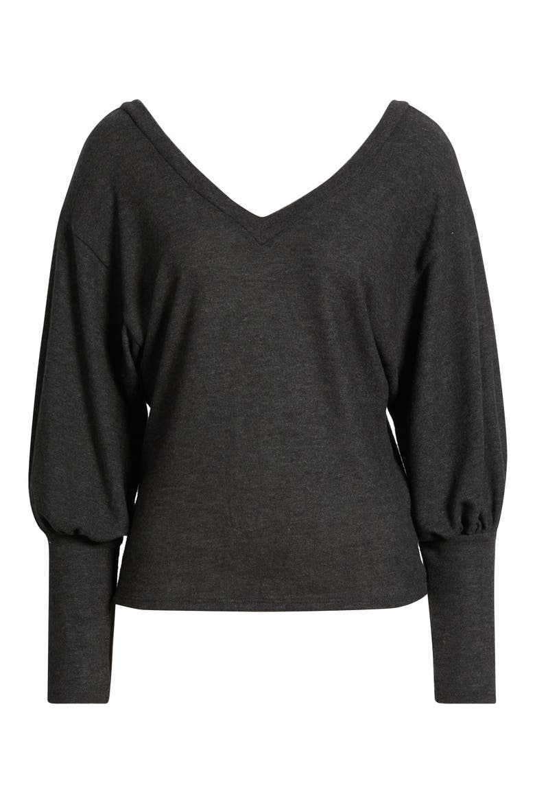 Brushed Jersey Top, Alternate, color, CHARCOAL