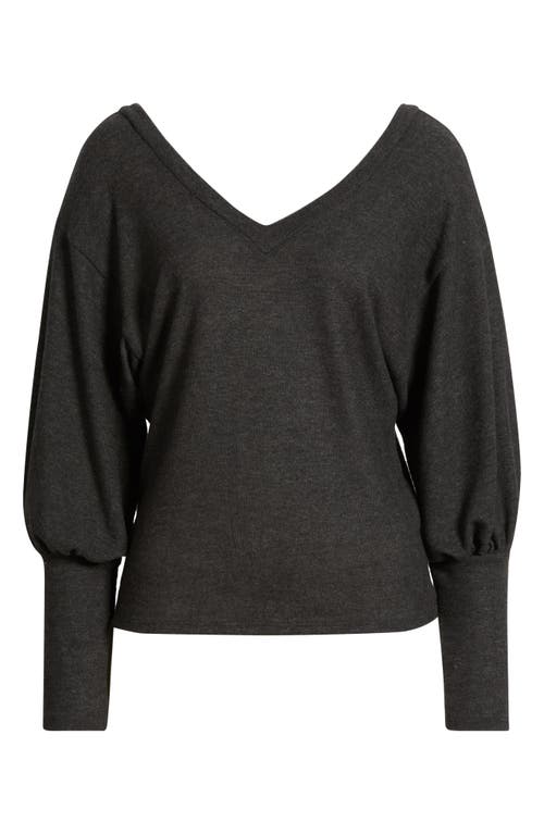 Loveappella Brushed Jersey Top In Gray