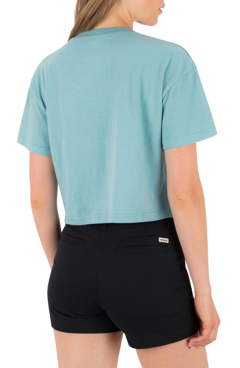 Hurley Bliss Boxy Crop Cotton Graphic T-Shirt, Alternate, color, Reef Waters