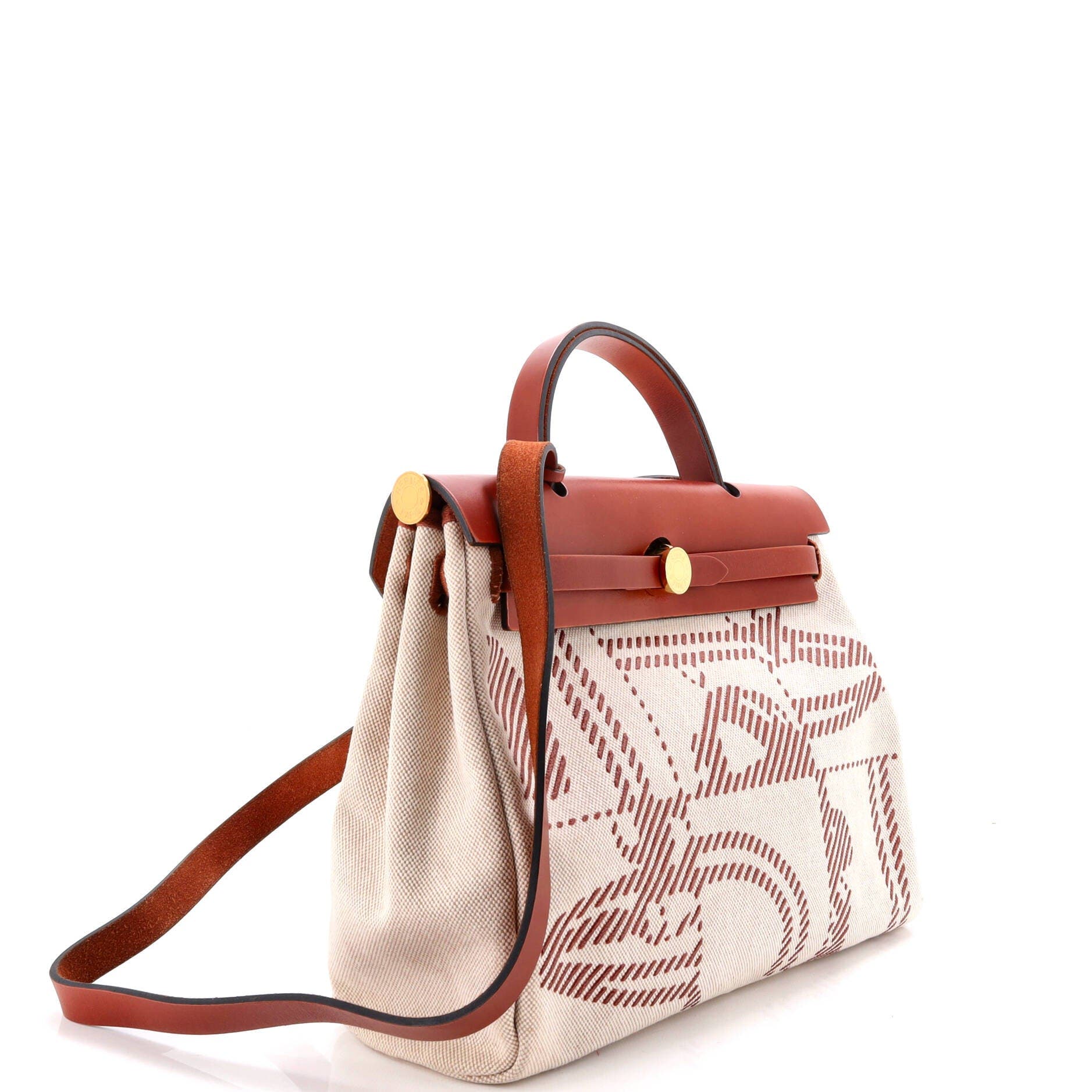 Pre-Owned Hermes Herbag Zip Relief Brides de Gala Toile and Leather 31, Alternate, color, Cuivre