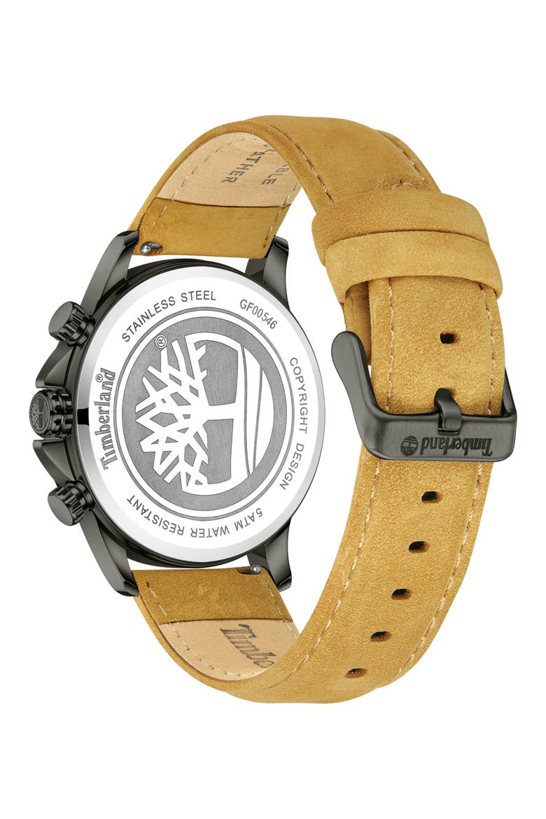 Bernardston Multifunction Chronograph Leather Strap Watch, 45mm, Alternate, color, TAN