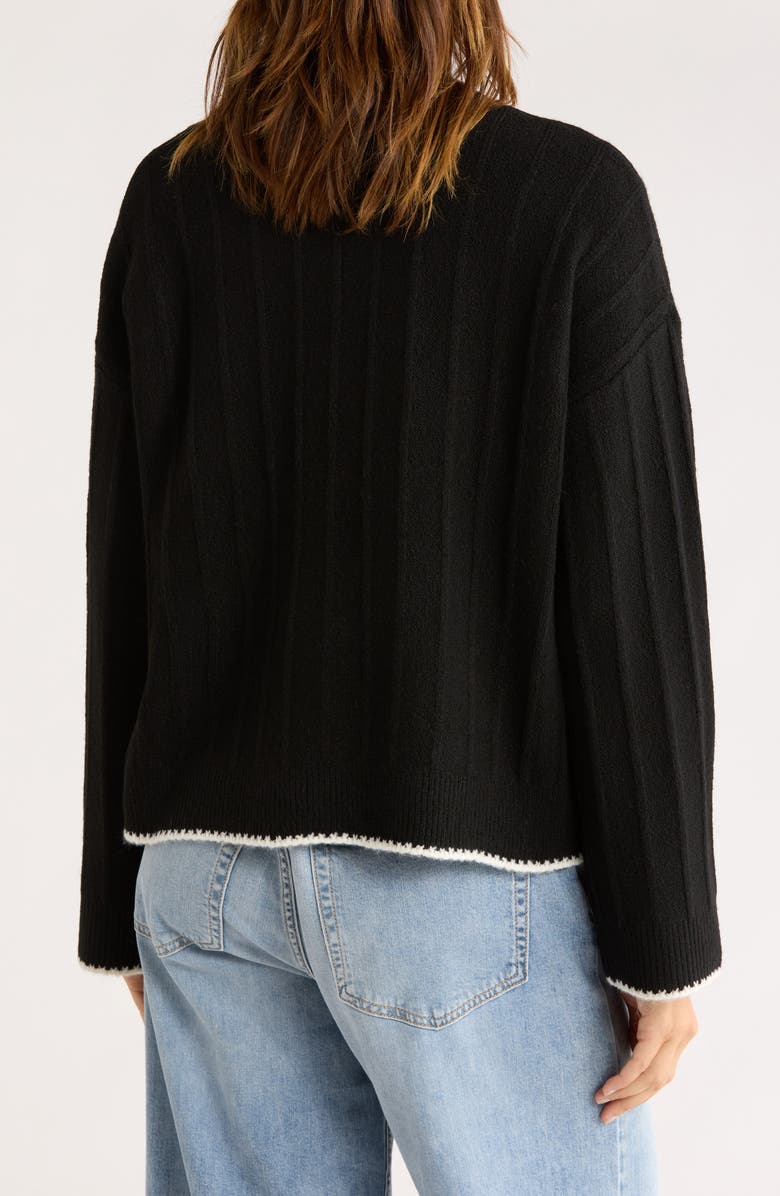 Elodie Contrast Stitch Pullover Sweater, Alternate, color, Black