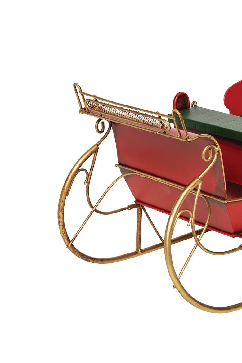 7.6" x 13.7" Santa Claus Red Sleigh Decorative Christmas Figurine, Alternate, color, Red