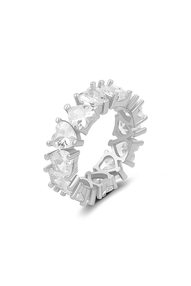 Heart Cubic Zirconia Eternity Ring, Main, color, SILVER/ WHITE