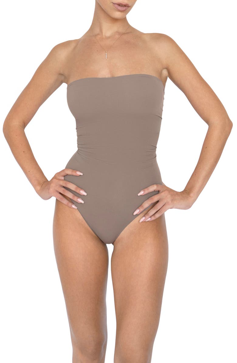 Noody Ultra-thin seamless forming strapless bodysuit, Alternate, color, Mocca