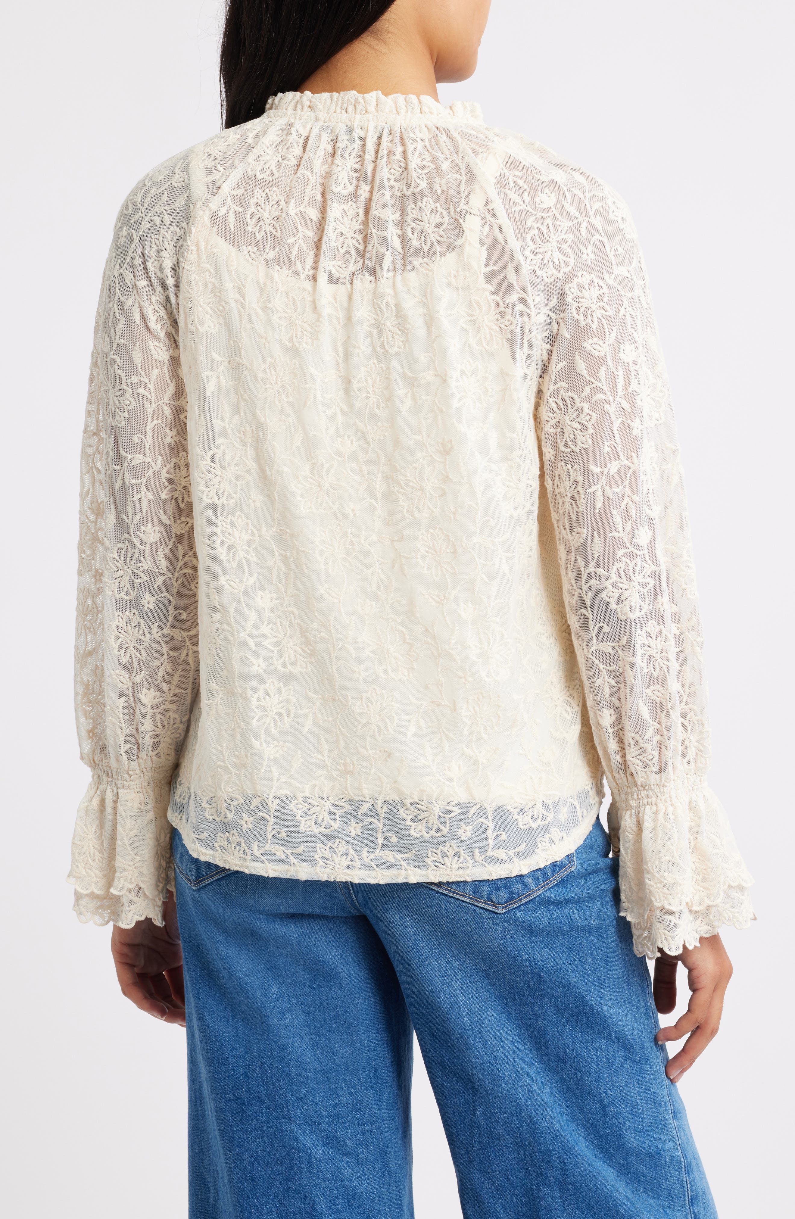 Floral Embroidery Mesh Top - image 2