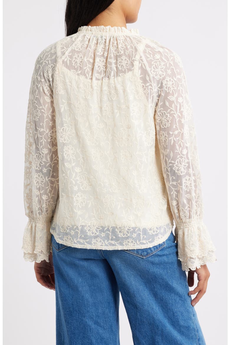 Floral Embroidery Mesh Top, Alternate, color, BLANCHED ALMOND