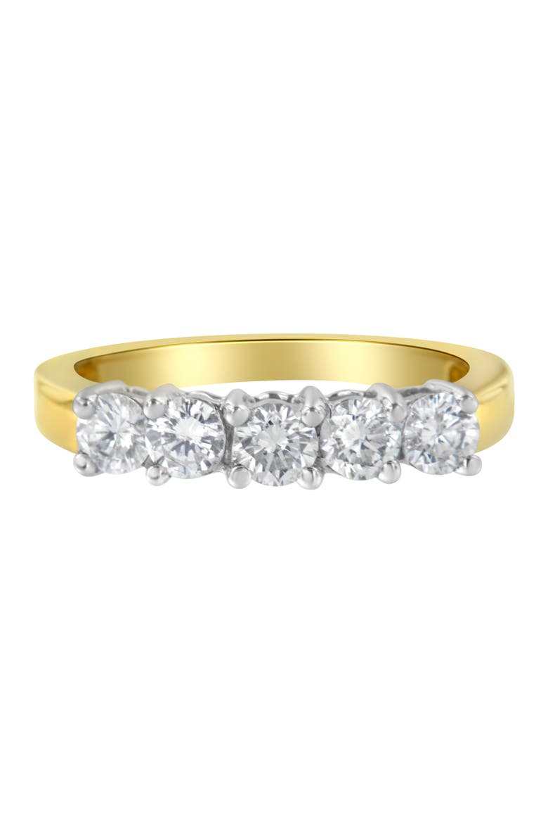 14KT Two Toned Gold 1.0 cttw 5 Stone Diamond Ring, Alternate, color, Yellow