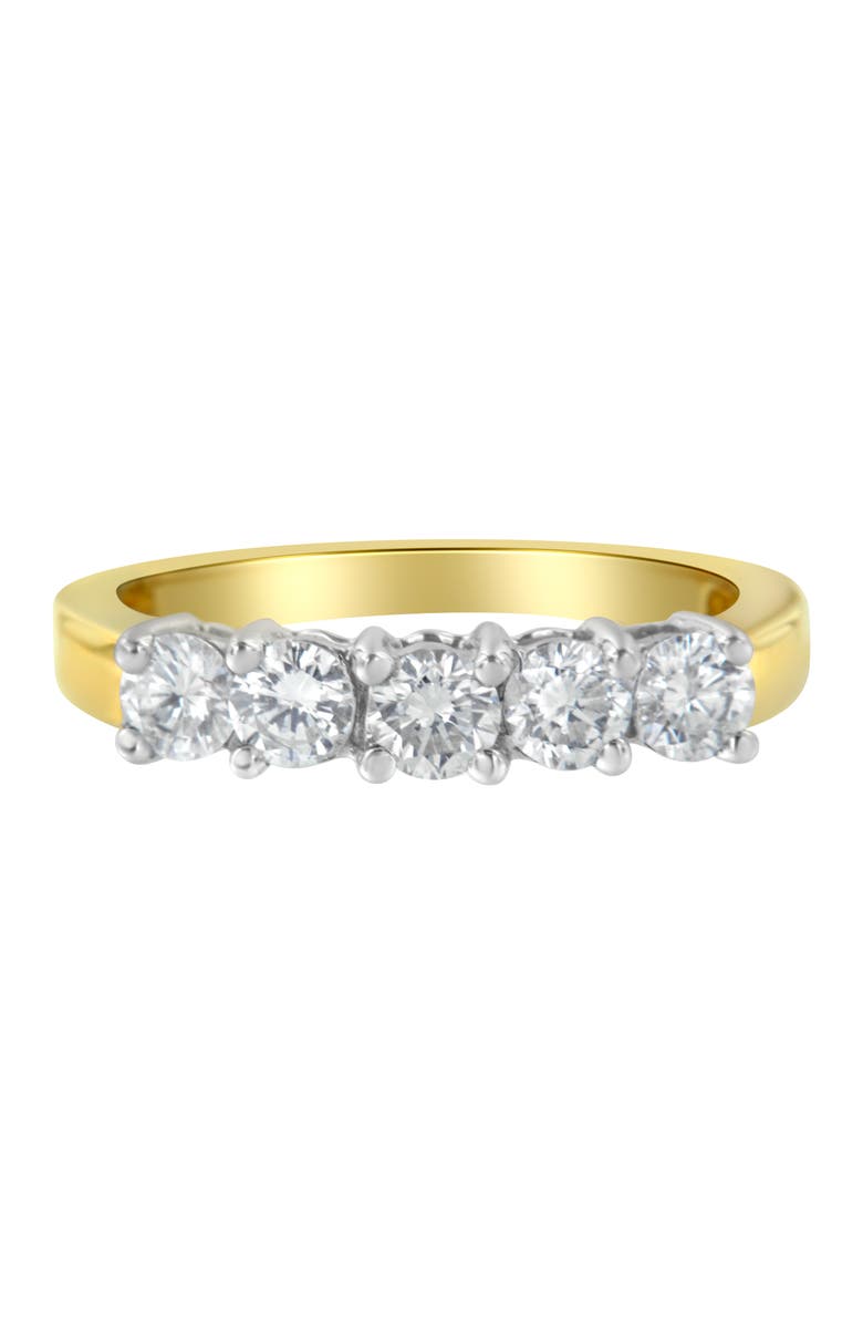 Haus of Brilliance 14KT Two Toned Gold 1.0 cttw 5 Stone Diamond Ring, Alternate, color, Yellow