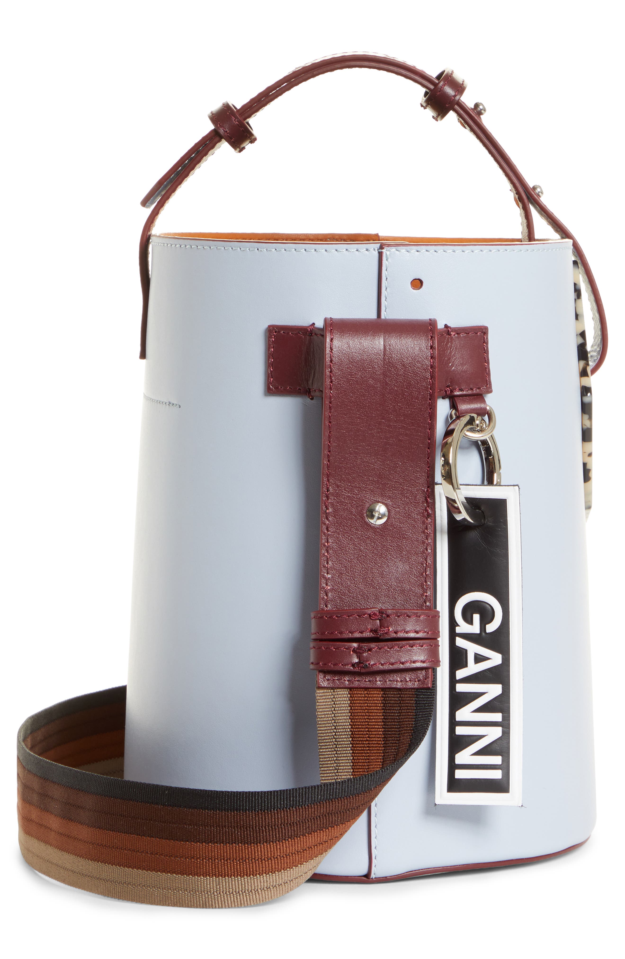 Ganni Leather Bucket Bag, Alternate, color, 