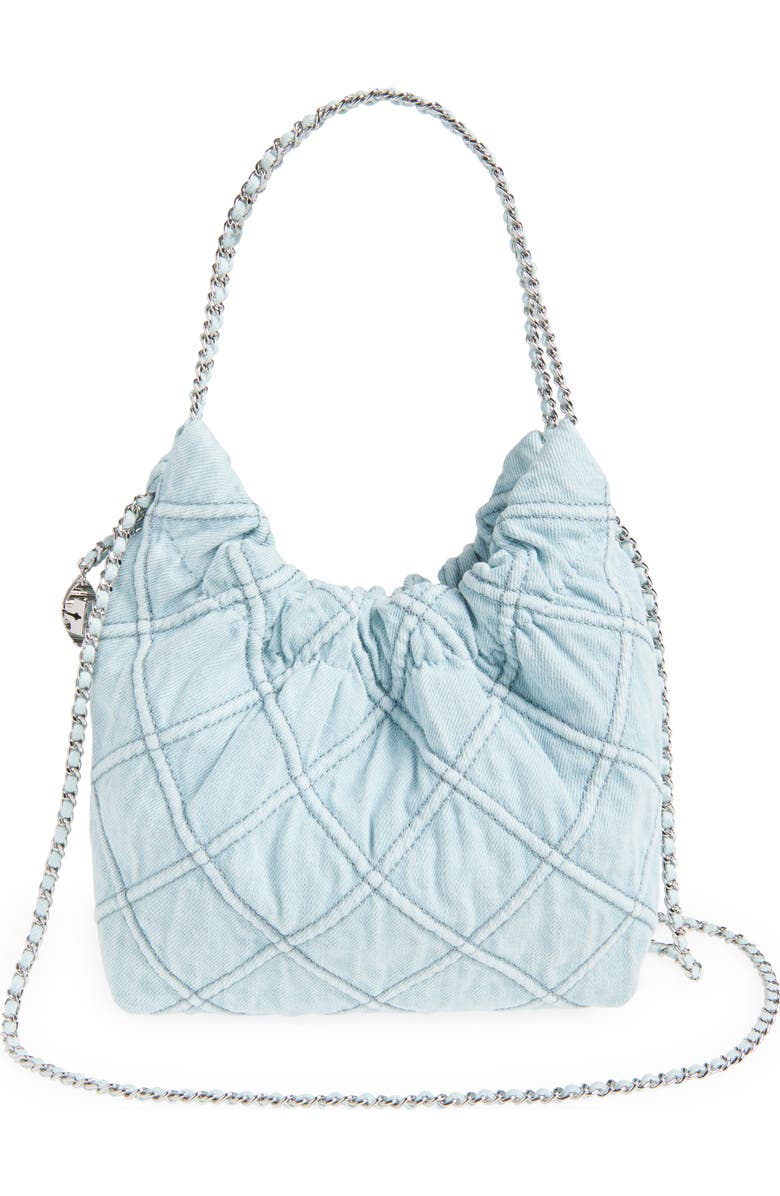 Tory Burch Fleming Quilted Denim Hobo Bag, Alternate, color,