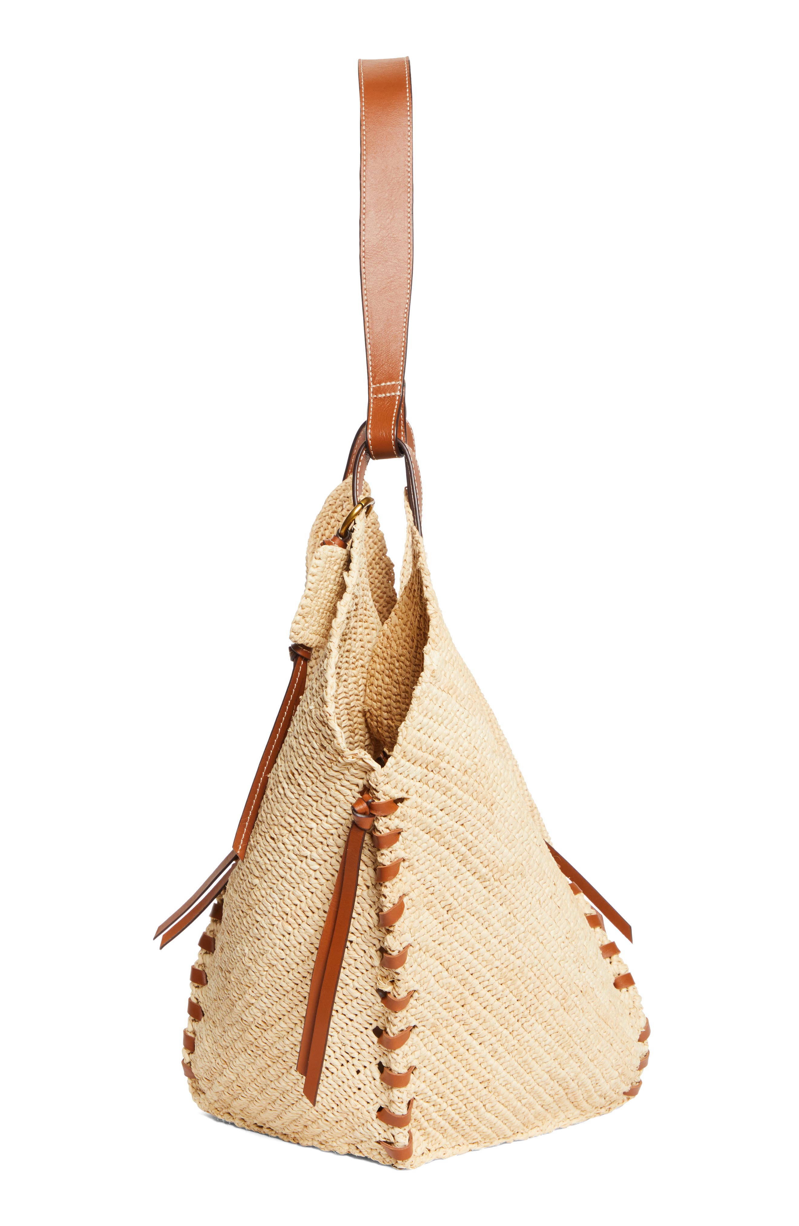 Isabel Marant Tampa Woven Raffia Tote, Alternate, color, Natural/ Cognac