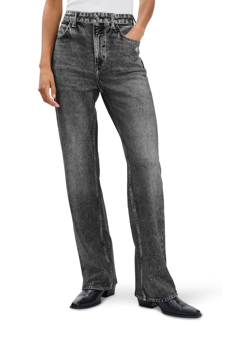 rb Miramar Terry Shea High Waist Straight Leg Jeans, Main, color, RAVEN