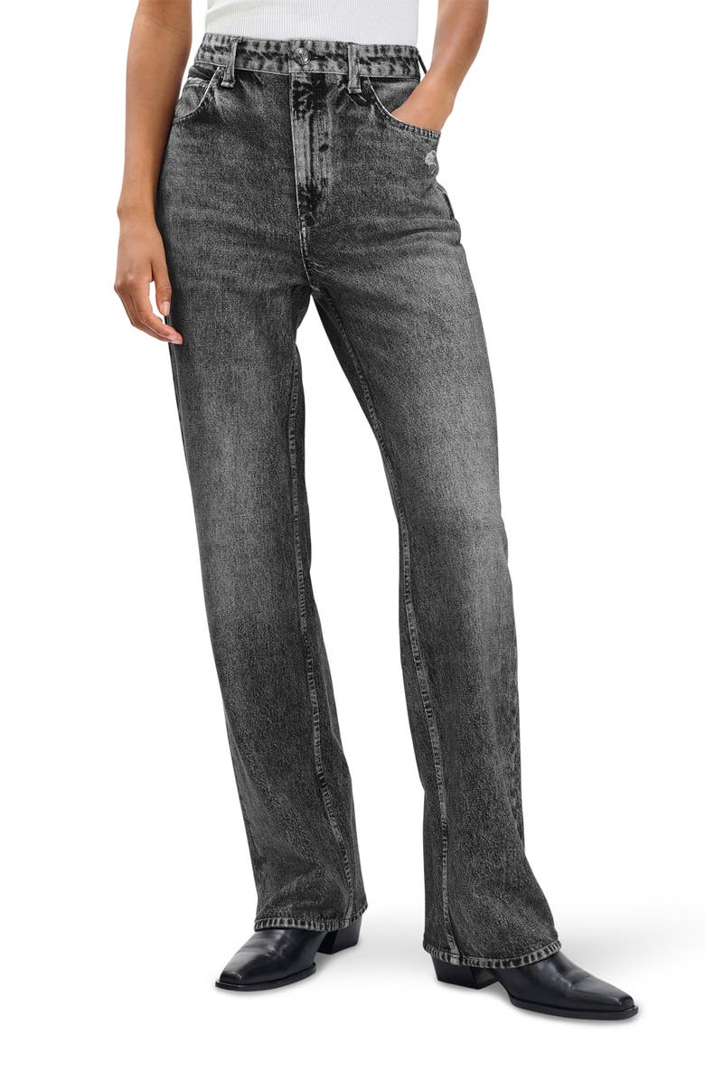 rag & bone/JEAN Miramar Terry Shea High Waist Straight Leg Jeans, Main, color, Raven