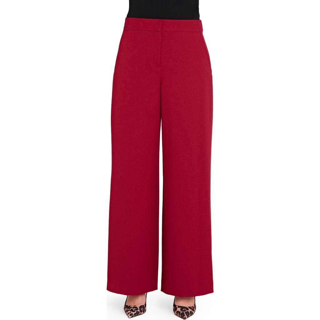 Tahari Asl Plus Size Mid-rise Wide-leg Pants In Red