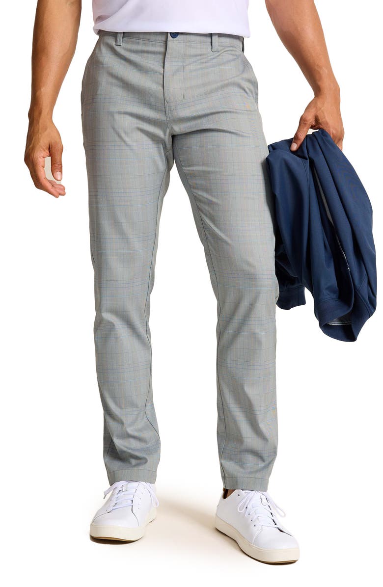 Tommy Bahama On Par Driver Island Plaid IslandZone<sup>®</sup> Flat Front Pants, Main, color, Metallic Silver