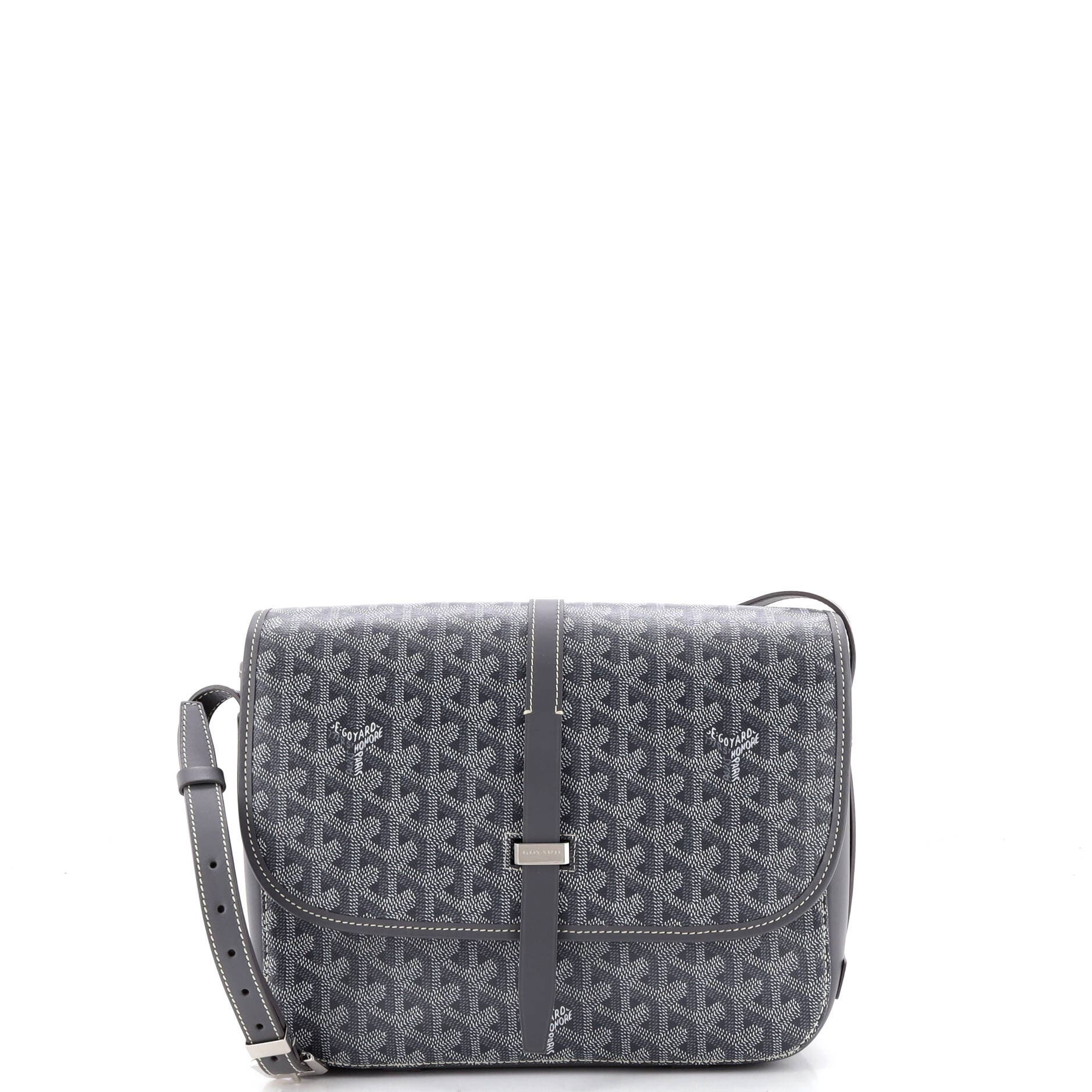 Pre-Owned Goyard Belvedere II Messenger Bag Coated Canvas MM, Main, color, Gray
