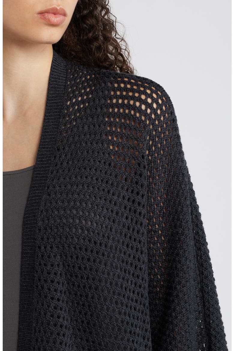 Open Stitch Longline Wool Cardigan, Alternate, color, CHARCOAL