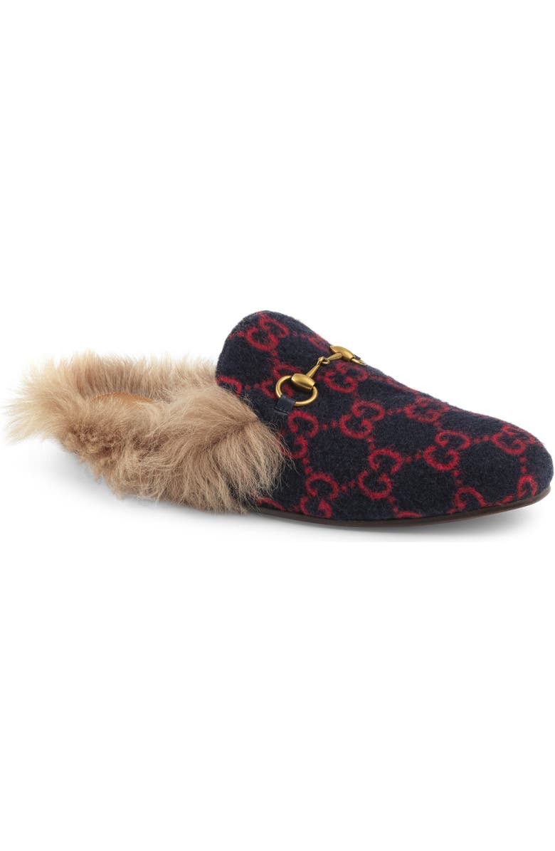 Gucci Princetown Genuine Shearling Lined Mule Loafer, Main, color,