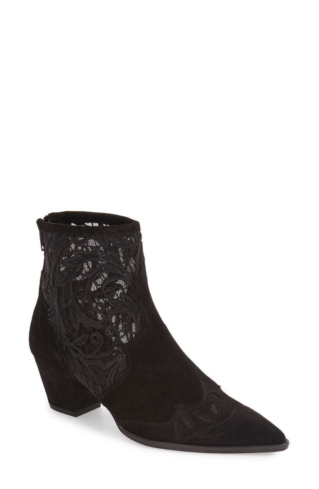 Topshop 'Alegra' Lace Pointy Toe Boot, Main, color, 