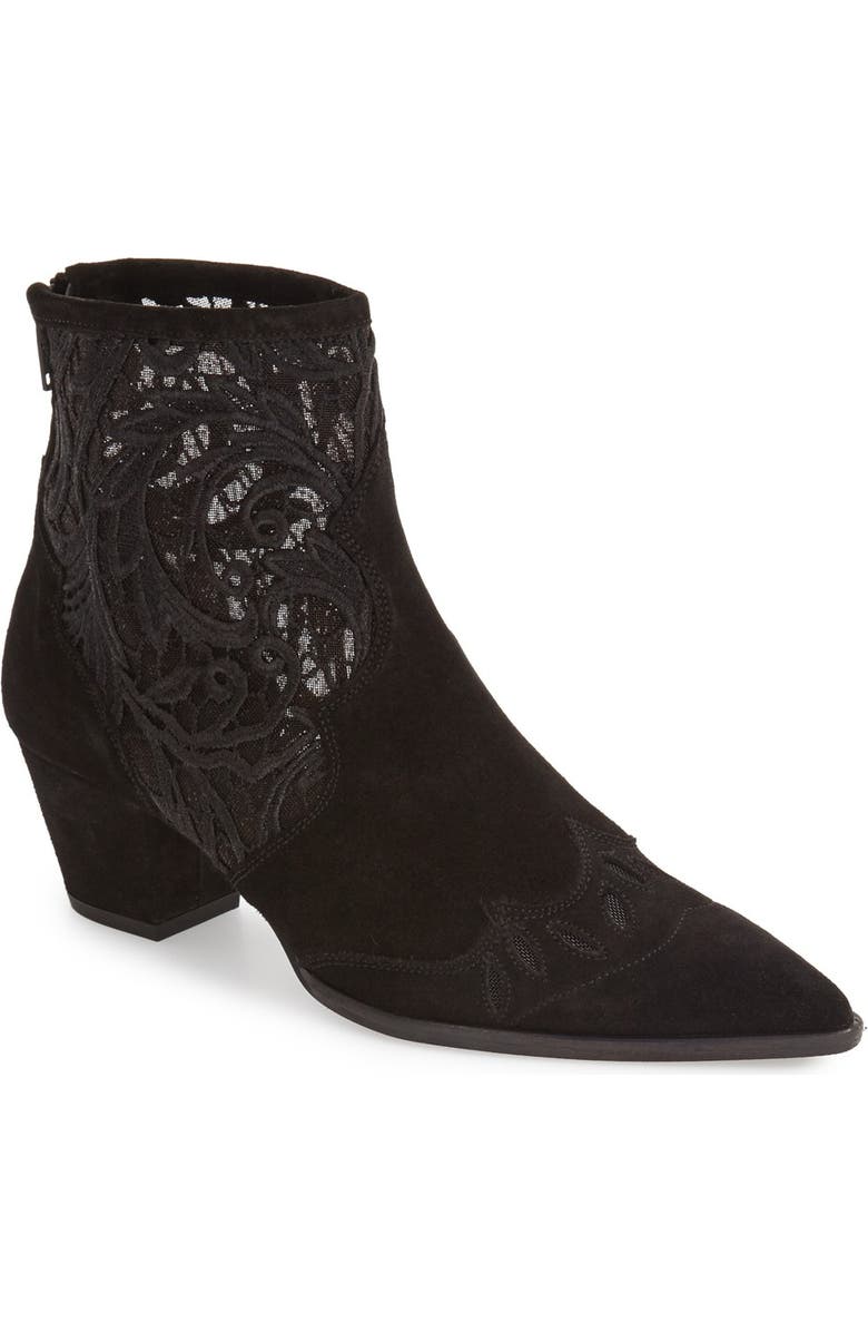 Topshop 'Alegra' Lace Pointy Toe Boot, Main, color,