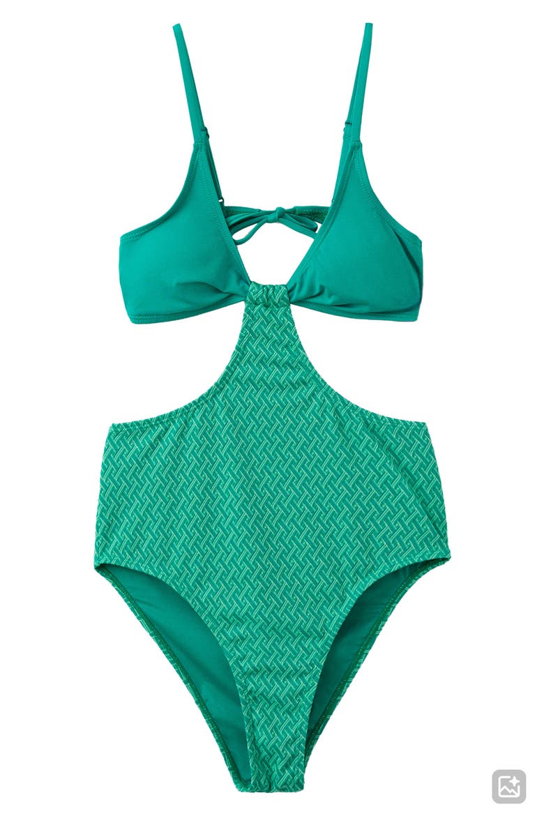 Textured One-Piece Swimsuit, Alternate, color, TURQUOISE