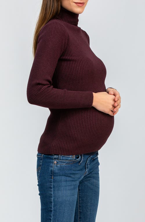 Pietro Brunelli Maternity Aurora Rib Turtleneck Maternity Sweater In Brown