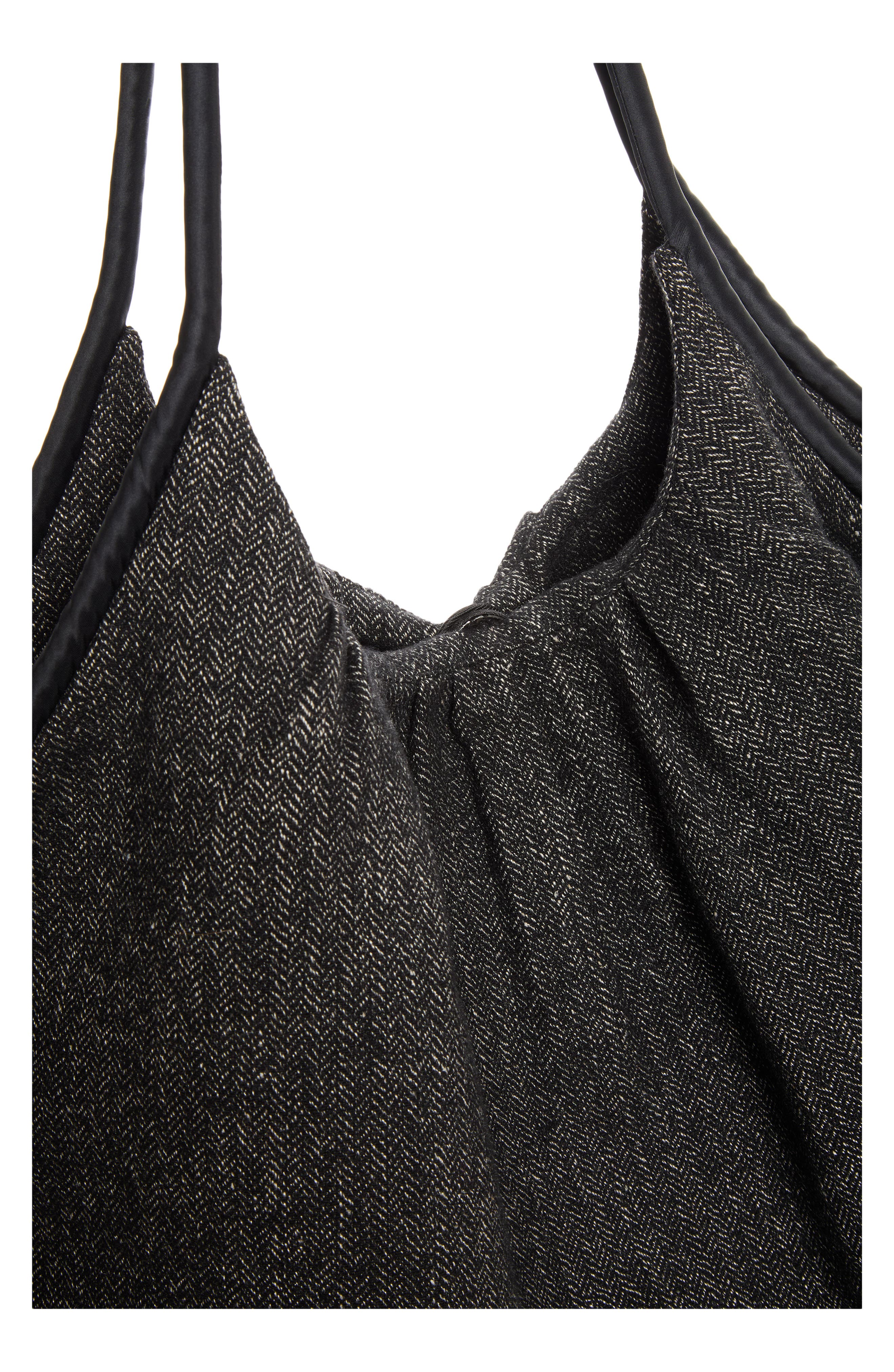 Pleated Sculpted Linen & Wool Blend Tote, Alternate, color, WOOL-100