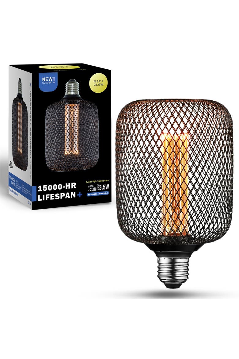 LED Decorative Light Bulb, Vintage Black Metal Cage Edison Light, Alternate, color, Black