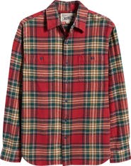 Schott NYC Two-Pocket Long Sleeve Flannel Button-Up Shirt