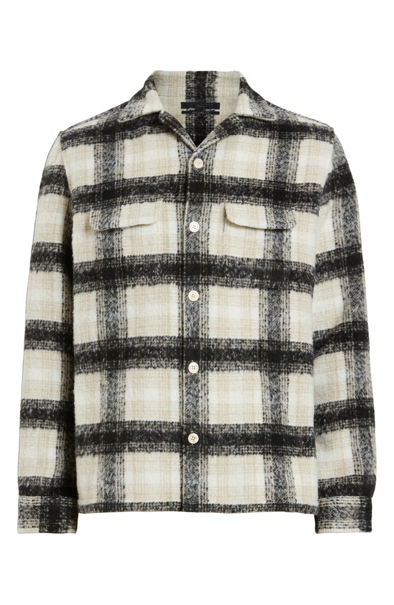 AllSaints Lapse Plaid Fleece Overshirt, Alternate, color, Black/ Grey
