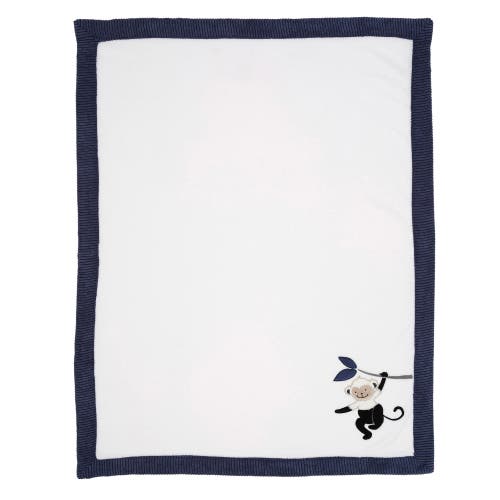 Lambs & Ivy Jungle Party Monkey Soft Fleece Baby Blanket In White