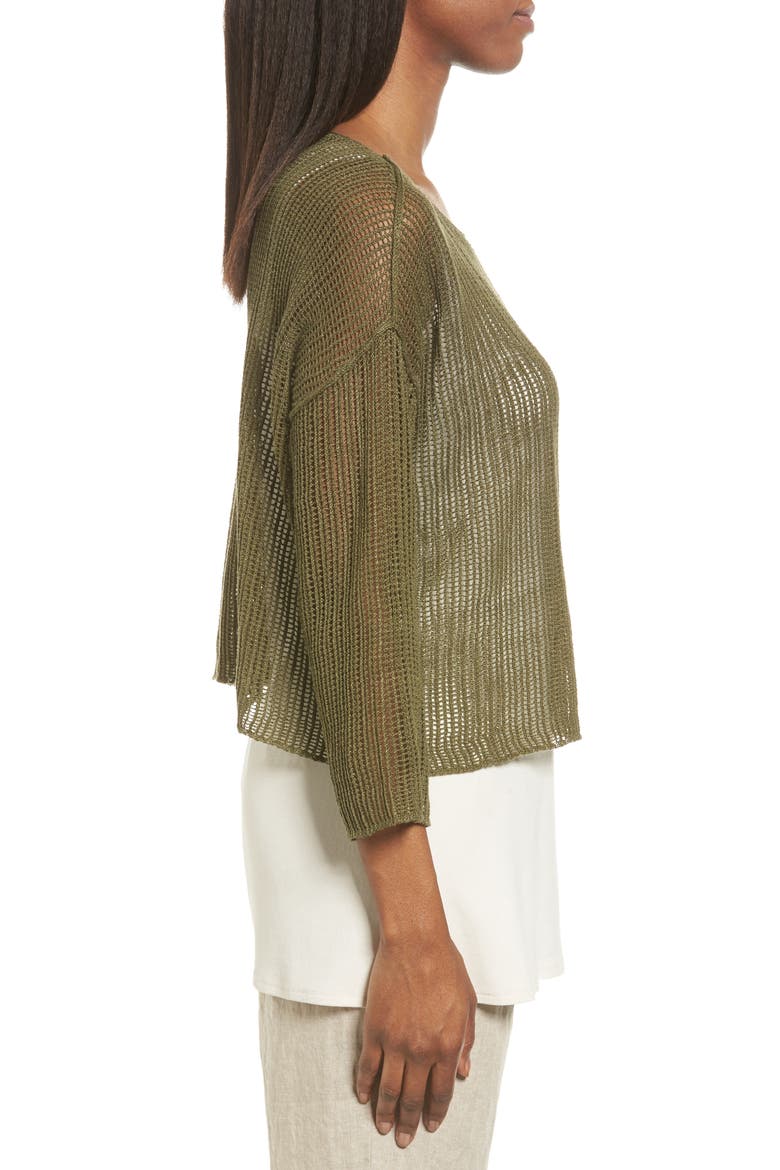Organic Linen Crop Sweater, Alternate, color, OLIVE