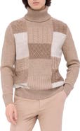 Bugatchi Pattern Wool Blend Turtleneck Sweater
