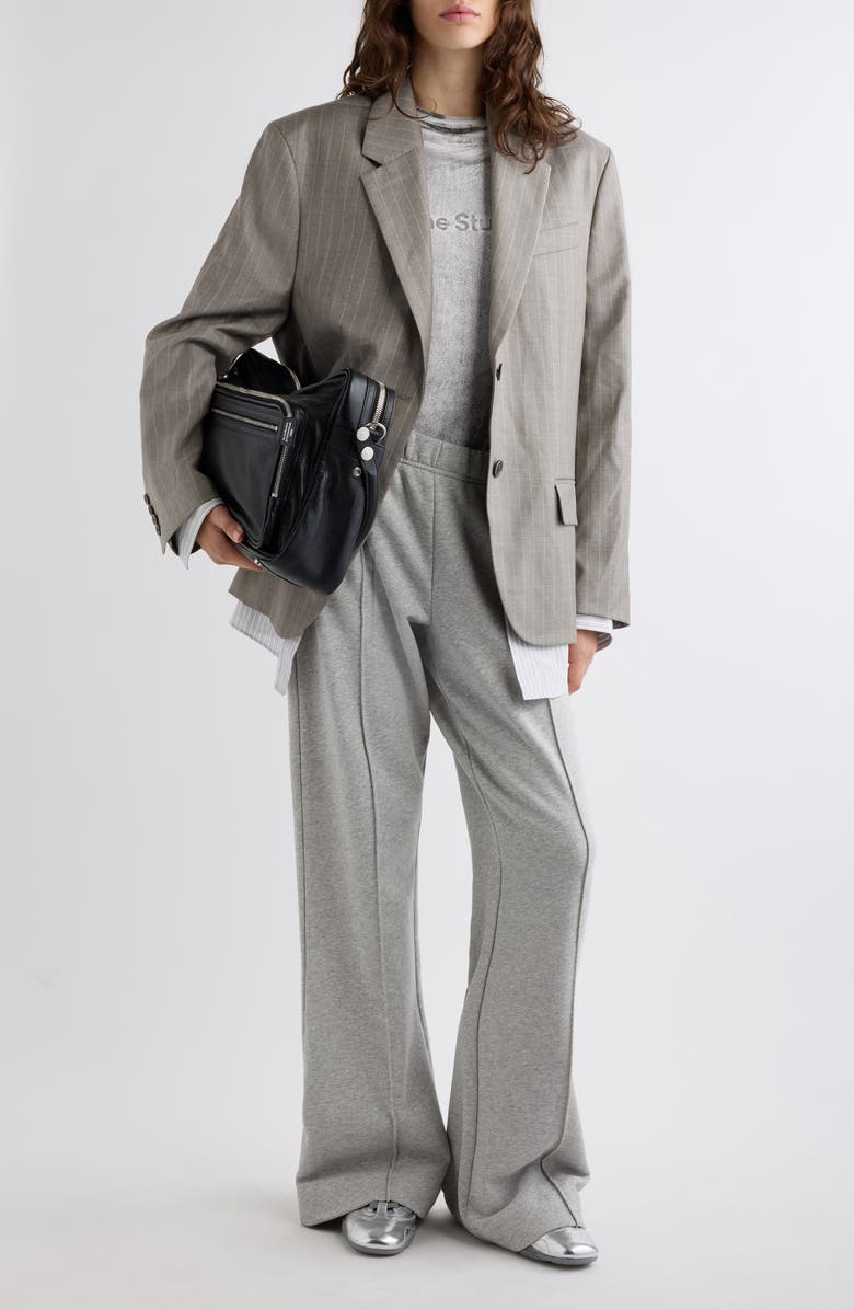 Acne Studios Julago Oversize Layered Pinstripe Wool Jacket, Alternate, color, Warm Grey