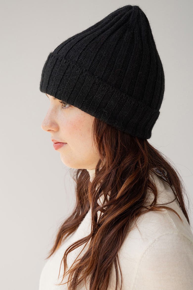 Ribbed Beanie, Alternate, color, BLACK