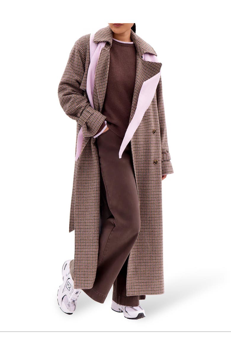 Ro&Zo Multi Check Trench Belted Coat, Alternate, color, Multi