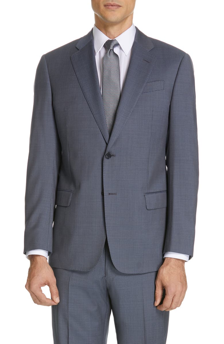 Emporio Armani Trim Fit Solid Wool Suit, Alternate, color, 