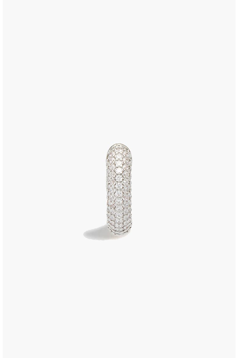 Pave Huggie Hoop In Silver, Main, color, Silver