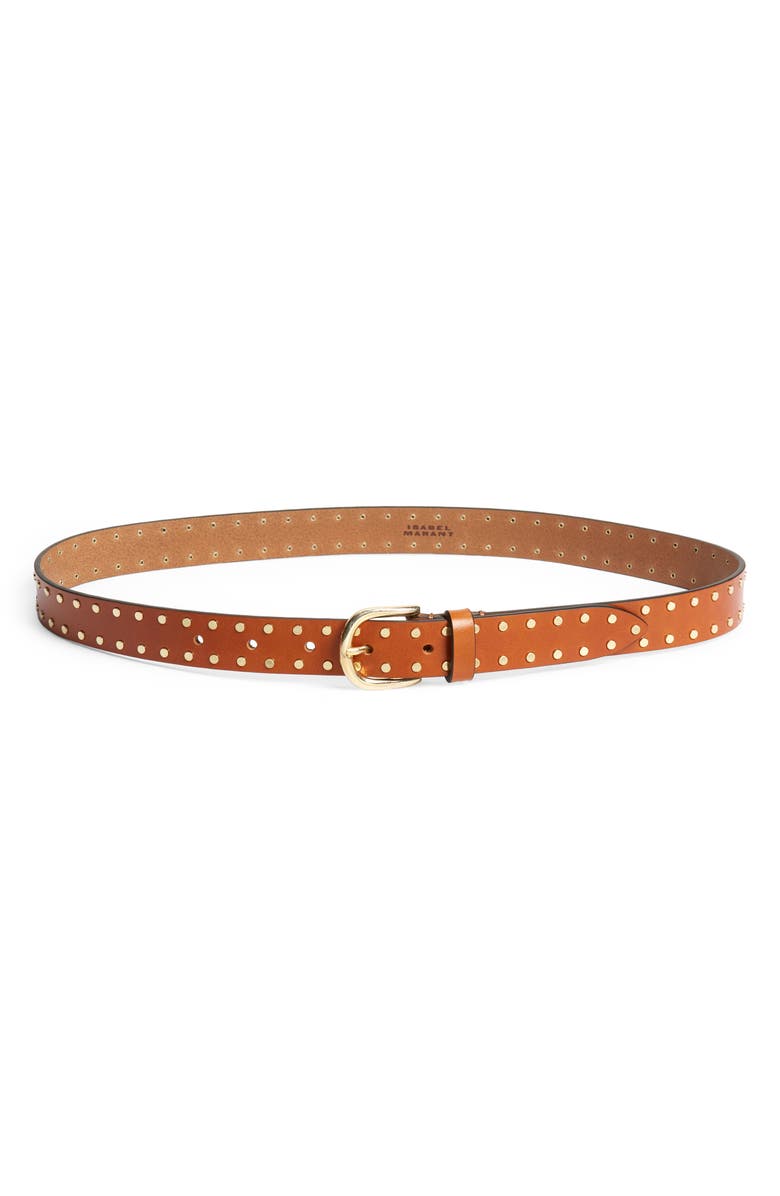 Isabel Marant Zap Stud Leather Belt, Main, color, Natural 23Nl
