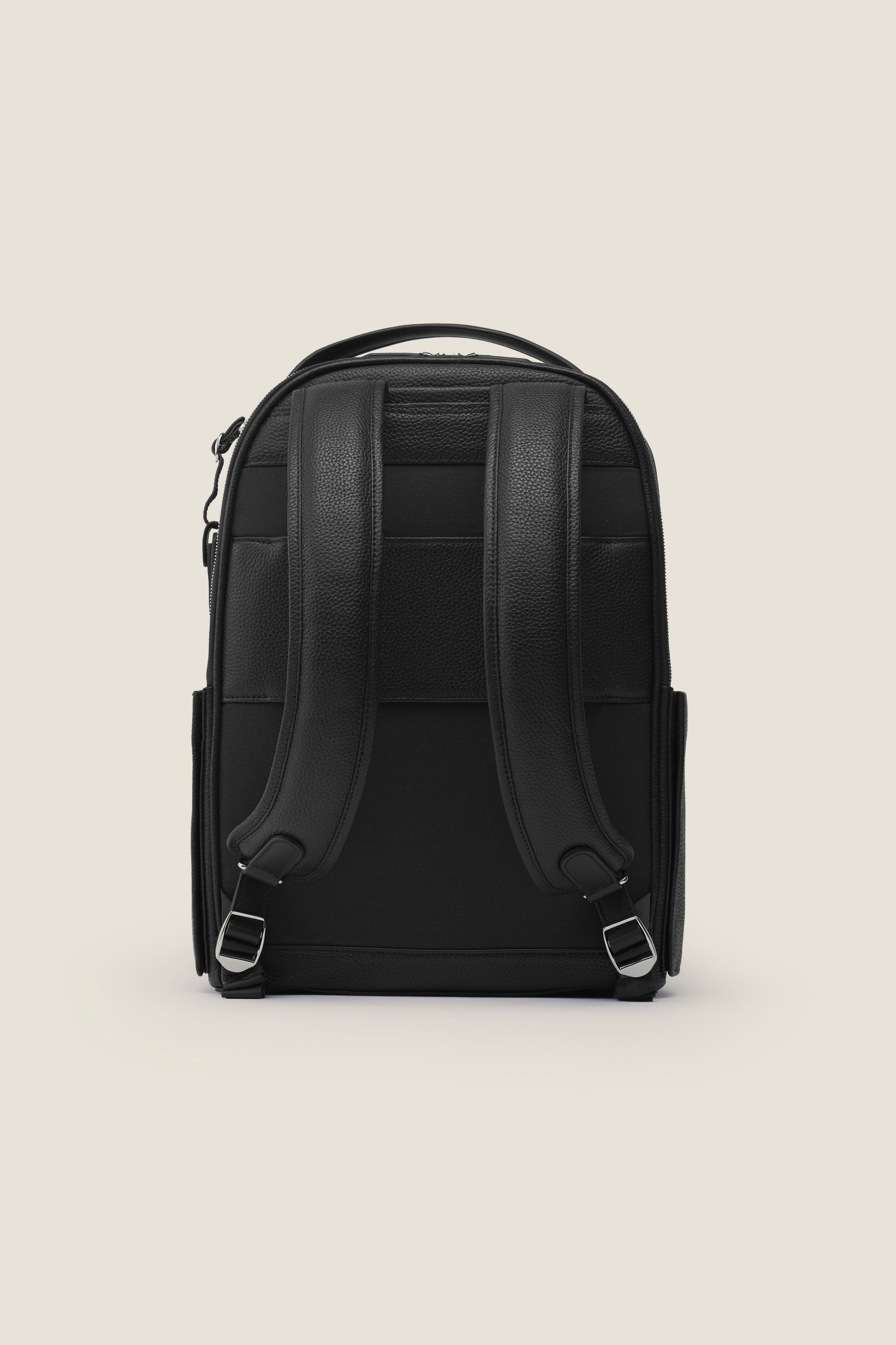 Pilot Organized Expandable Leather Travel Backpack, Alternate, color, Jet Black