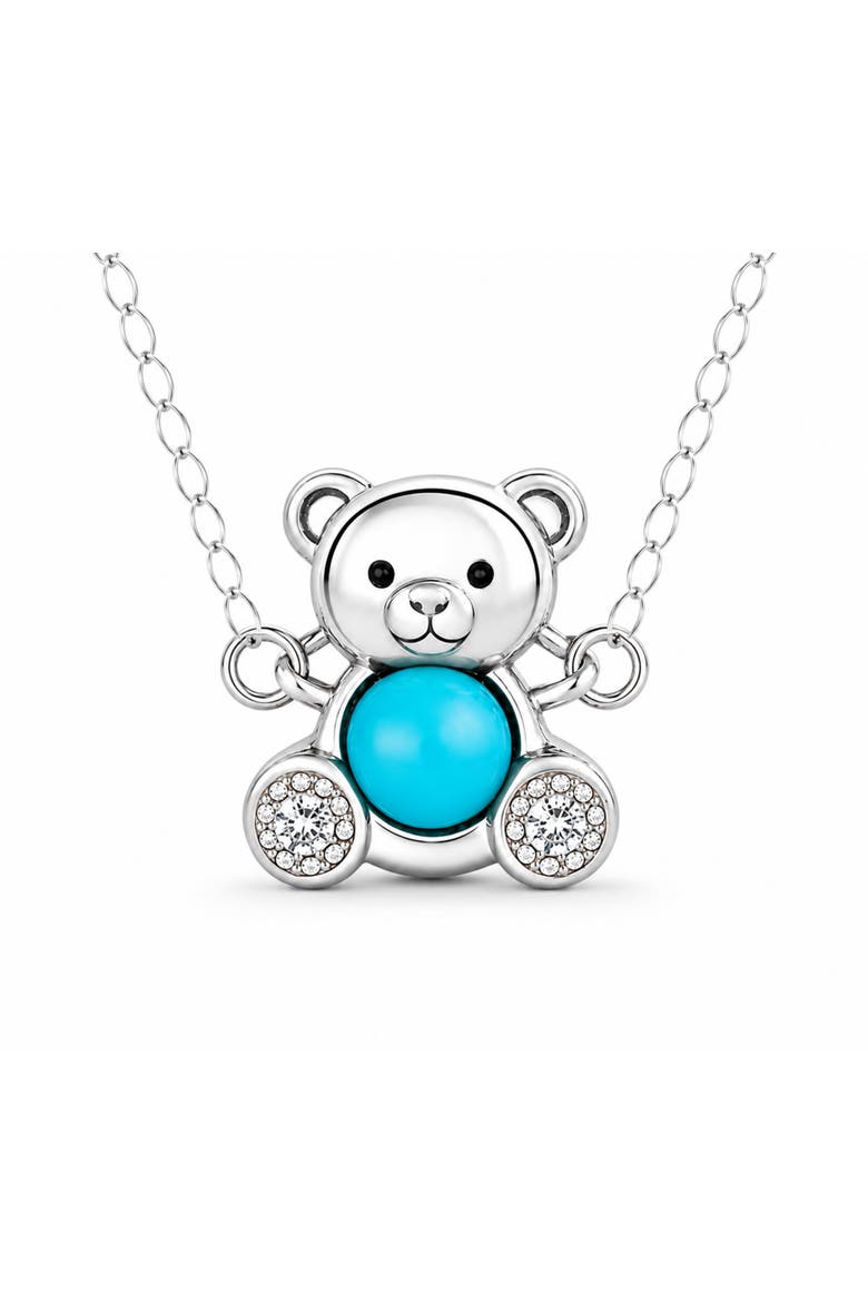 Turquoise Bear Pendant Necklace, Main, color, Silver