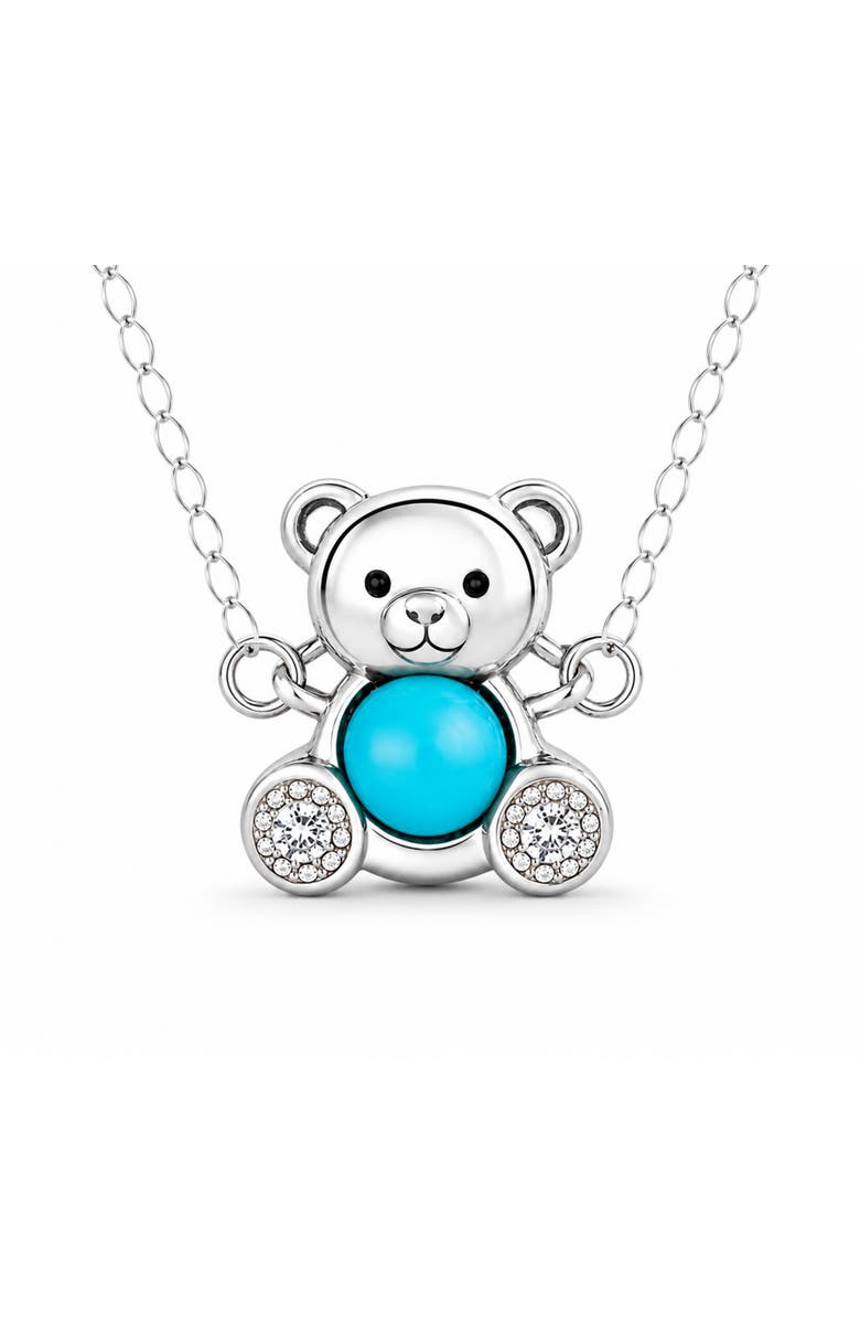 Donatello Gian Turquoise Bear Pendant Necklace, Main, color, Silver