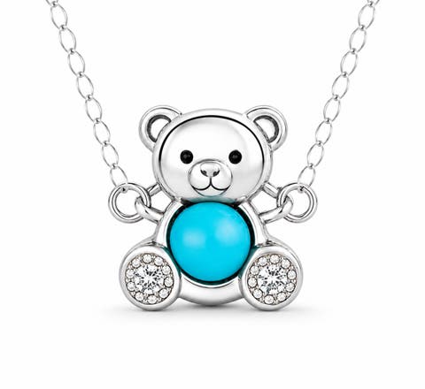Turquoise Bear Pendant Necklace