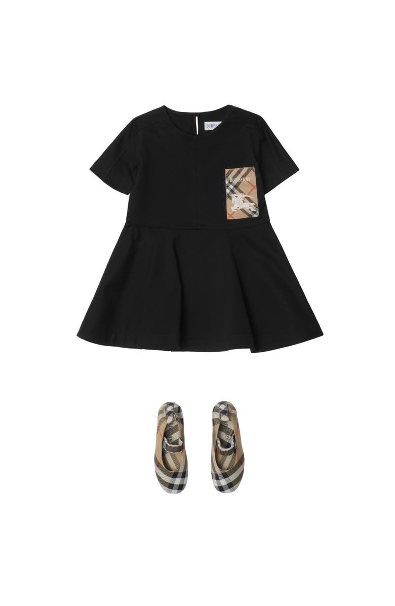 Burberry Check Label Cotton Dress, Alternate, color, 