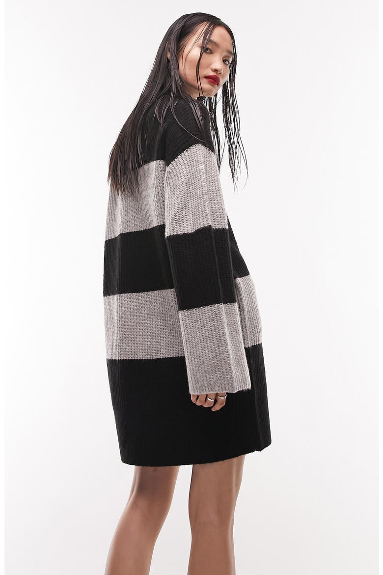 Block Stripe Long Sleeve Sweater Dress, Alternate, color, DARK BEIGE