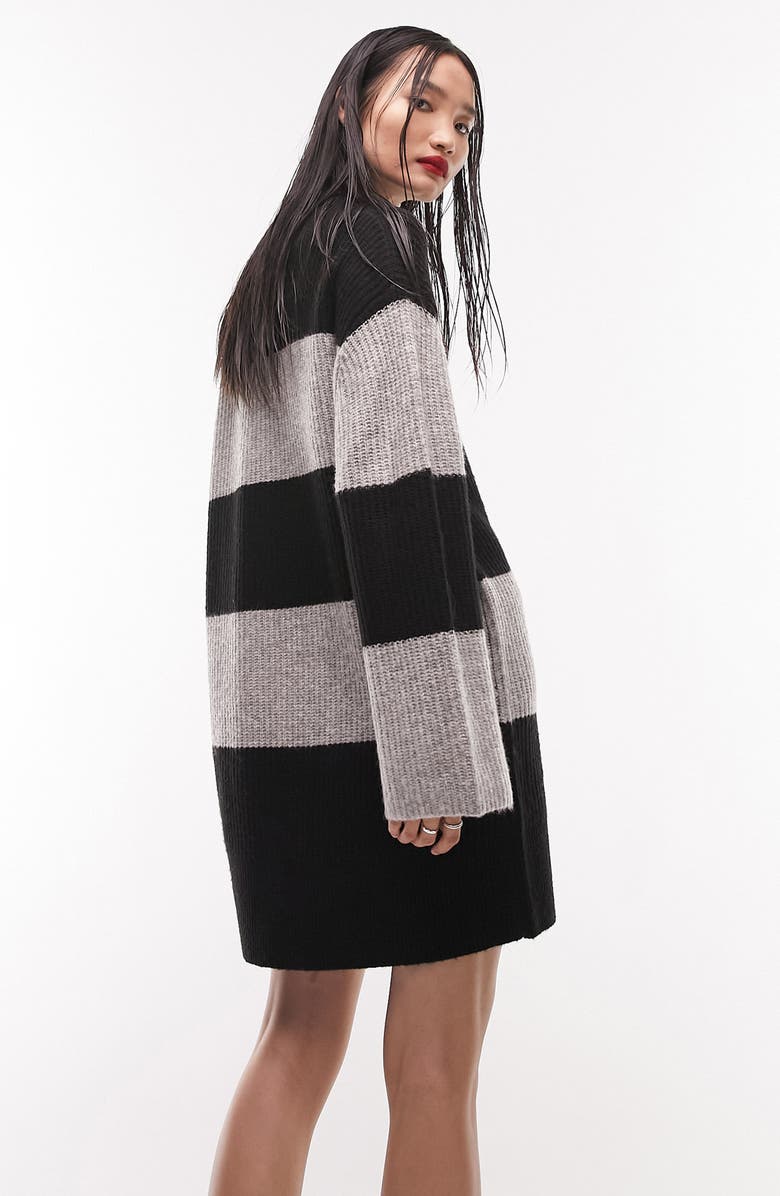 Topshop Block Stripe Long Sleeve Sweater Dress, Alternate, color,